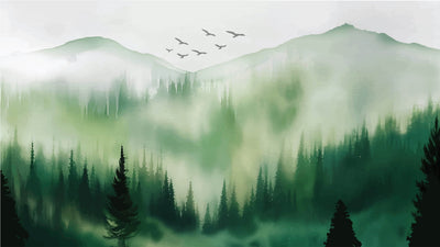 Winter Forest Mountain Tree Wallpaper