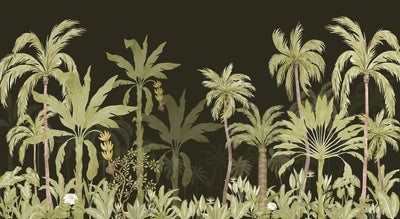 Green Palm Tree Dark Forest Wallpaper