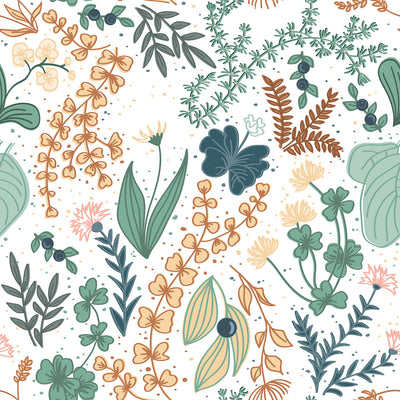 Herbs Flowers Seamless Pattern Wallpaper