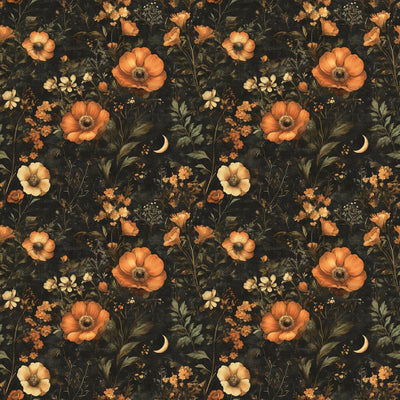 Vintage Golden Botanical Night Garden Wallpaper