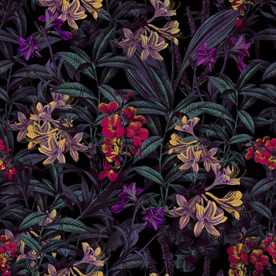 Dark Foliage flowers Pattern Wallpaper