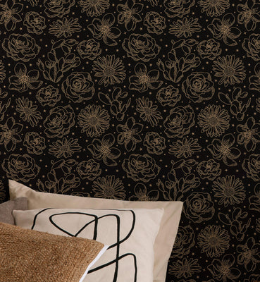 Elegant Outline Floral Wallpaper