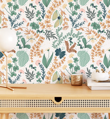 Herbs Flowers Seamless  Pattern Wallpaper