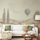 Vintage Hot Air Balloon Landscape Wallpaper