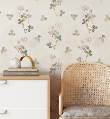 Trifolium Hand Painting Floral Wallpaper