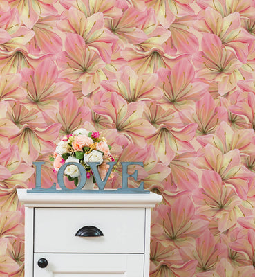 Watercolor hand painted Amaryllis floral Wallpaper