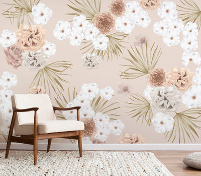 Modern Watercolor Floral Tropical Wallpaper