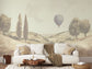 Vintage Hot Air Balloon Landscape Wallpaper